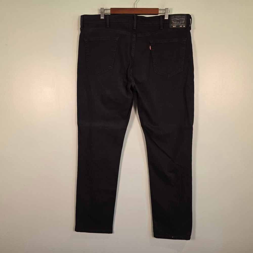 Levis 511 Slim Fit Black Denim Jeans Mens 42x32 04511-4406 - Picture 2 of 10